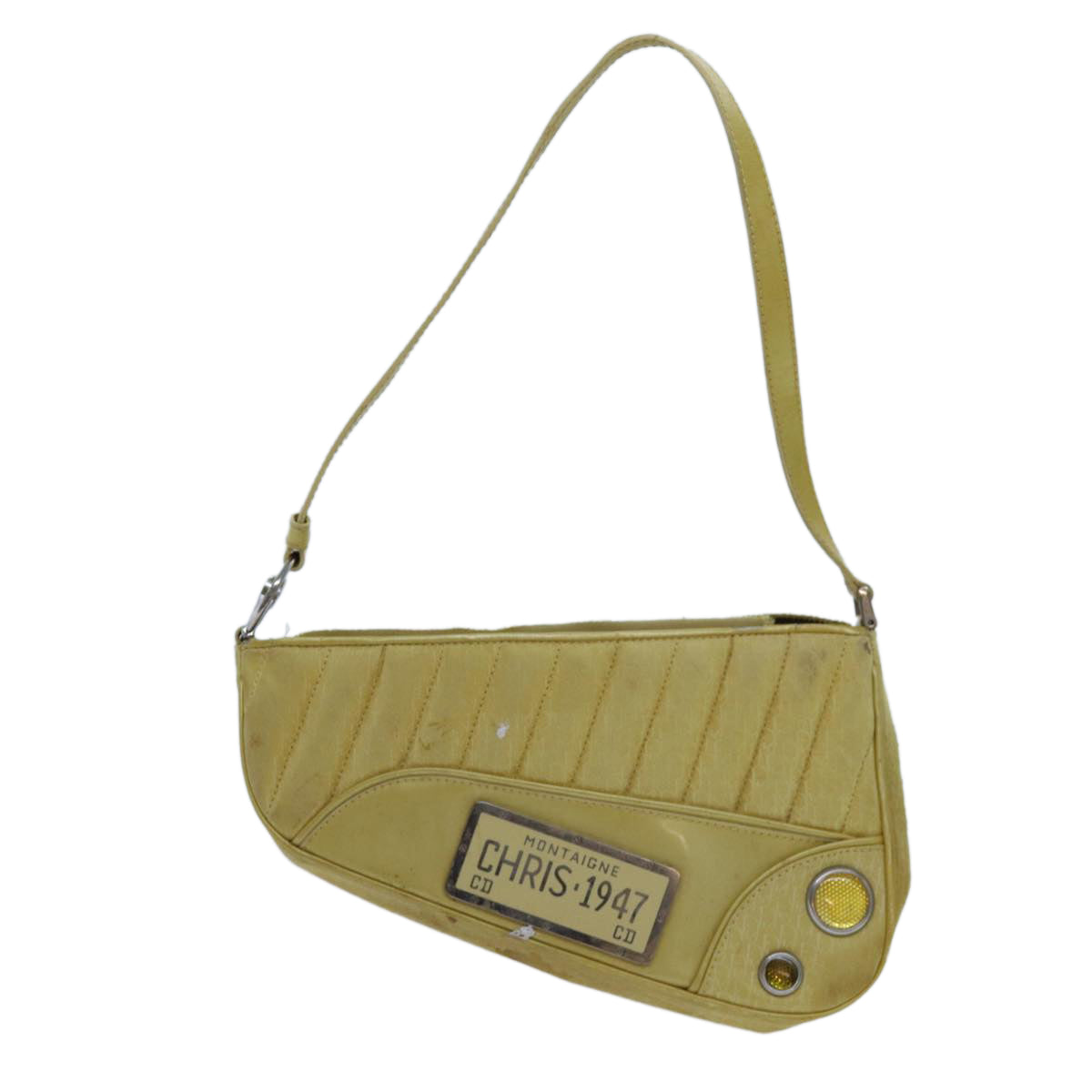 Christian Dior Trotter Canvas Shoulder Bag Yellow Auth 70172