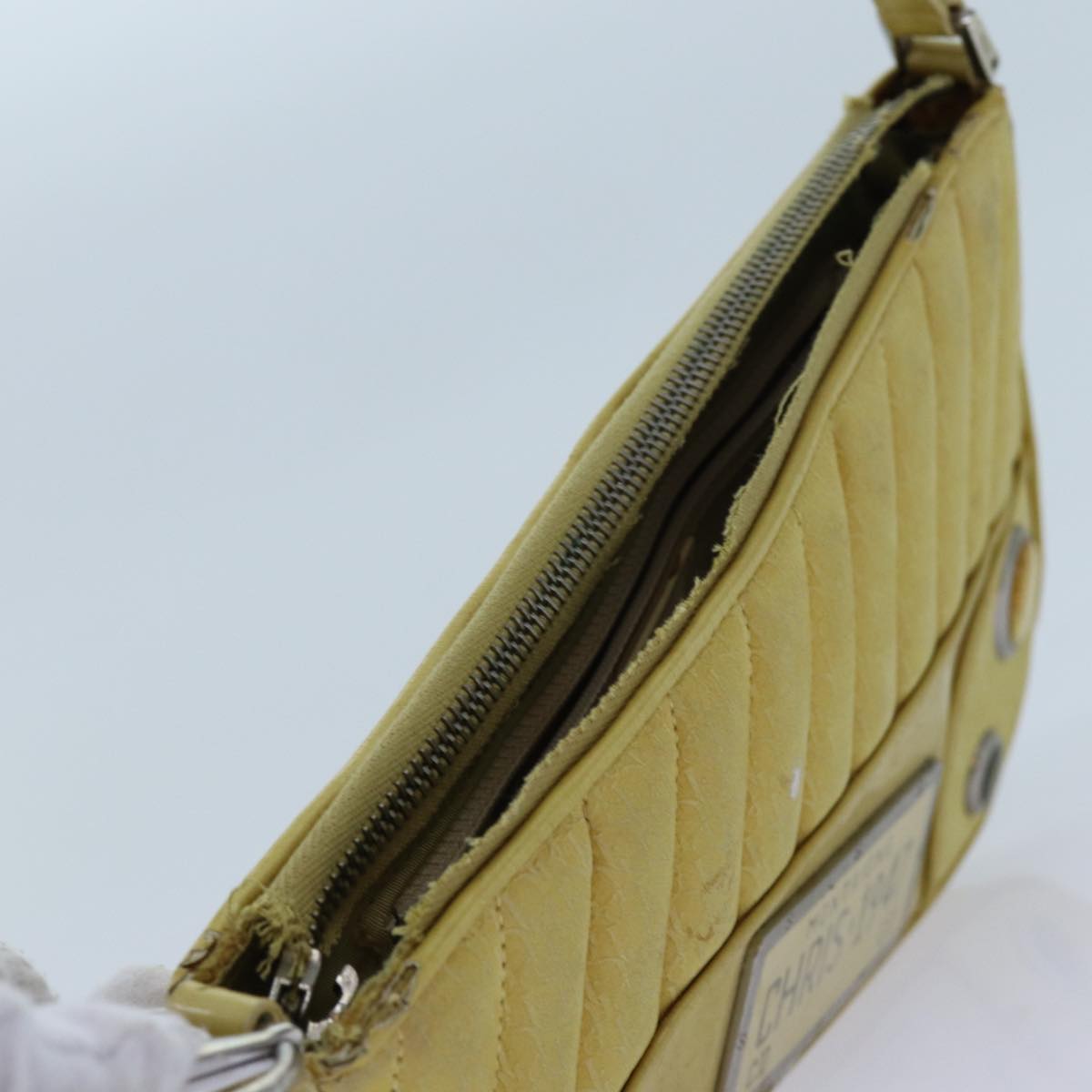 Christian Dior Trotter Canvas Shoulder Bag Yellow Auth 70172