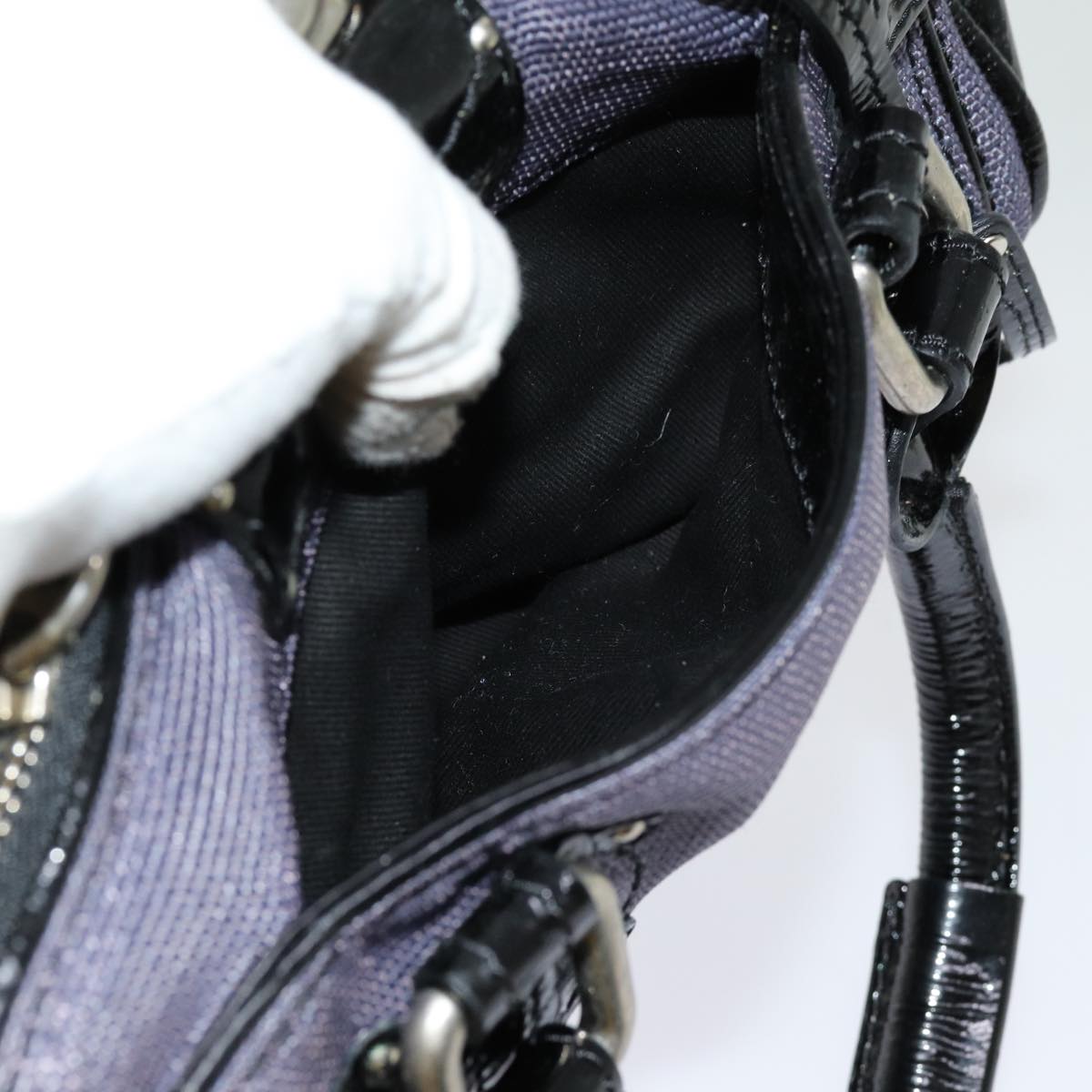 Chloe Paddington Hand Bag Canvas Purple Auth 70178
