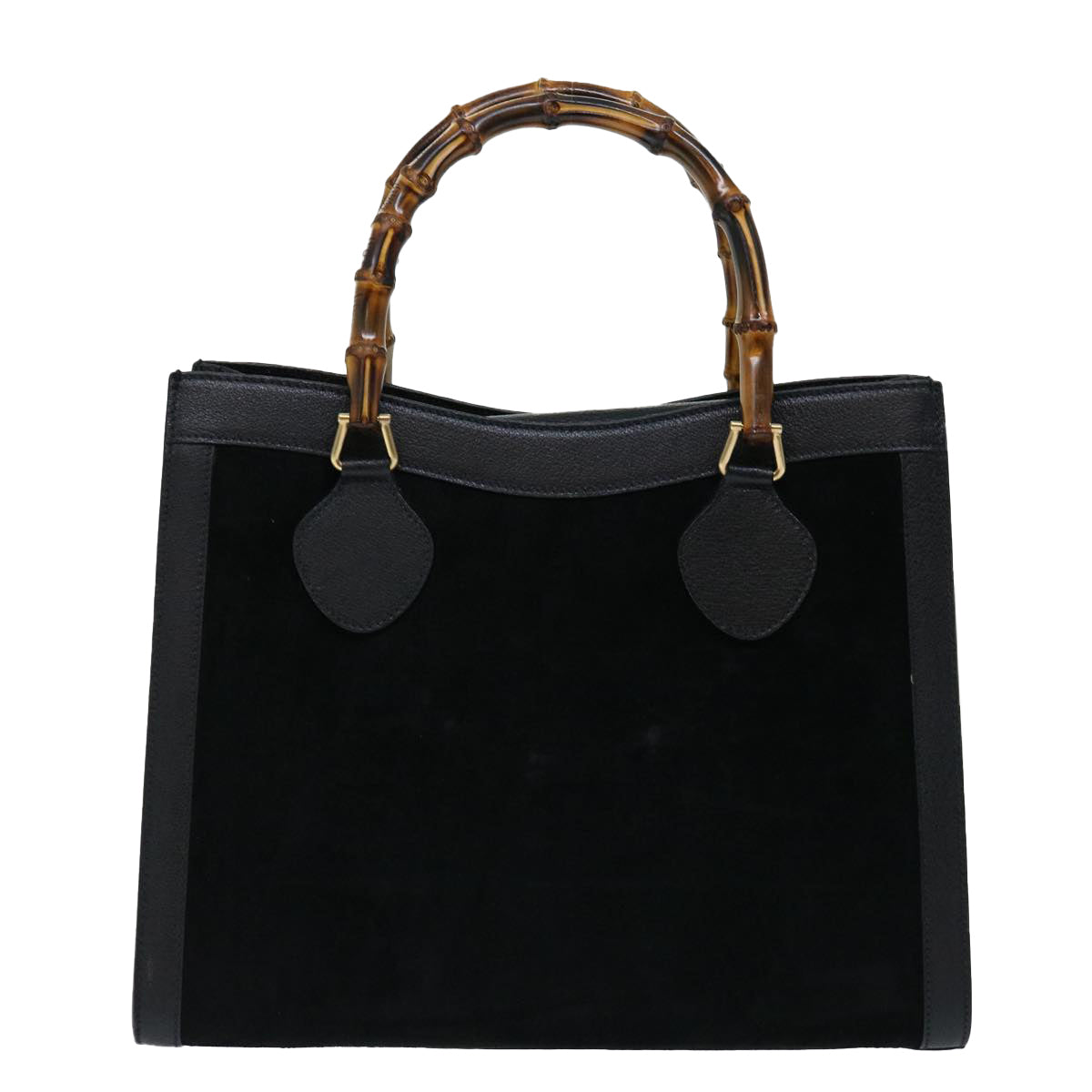 GUCCI Bamboo Tote Bag Suede Black 002 0260 2615 Auth 70189 - 0