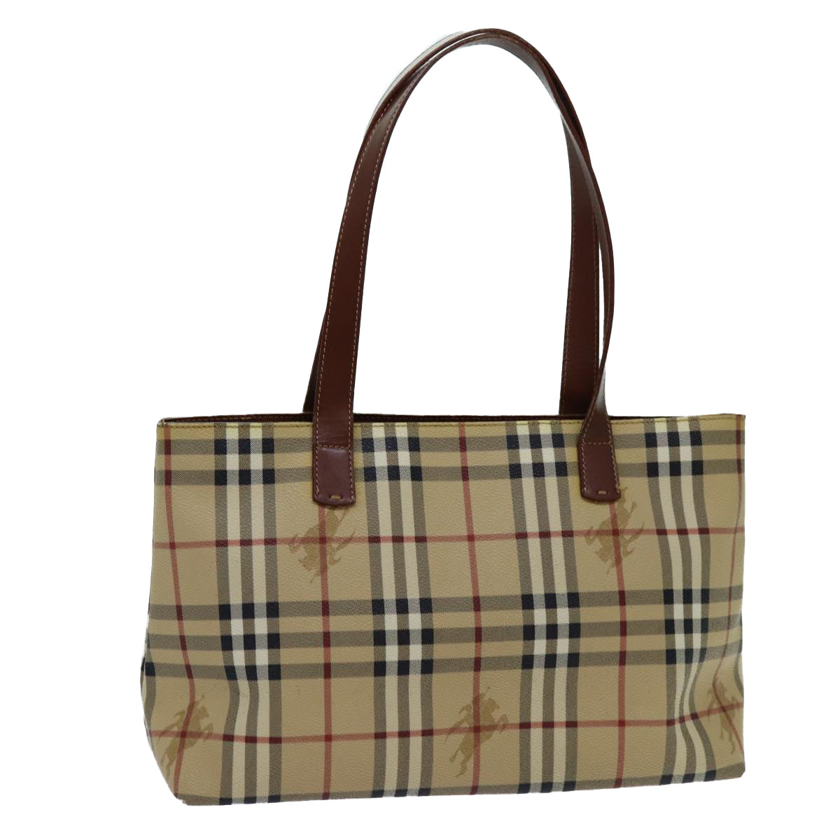 BURBERRY Nova Check Tote Bag PVC Beige Auth 70202