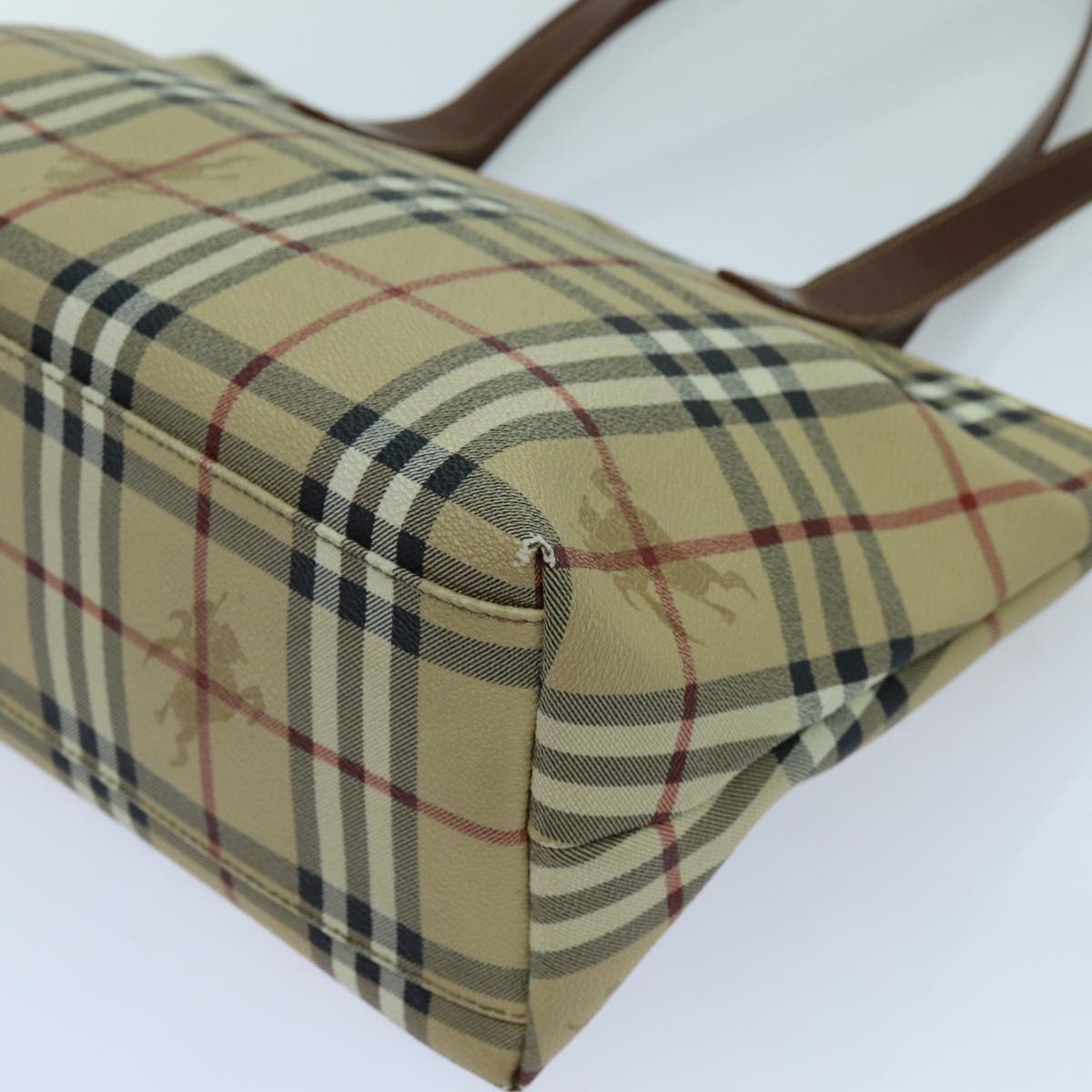 BURBERRY Nova Check Tote Bag PVC Beige Auth 70202