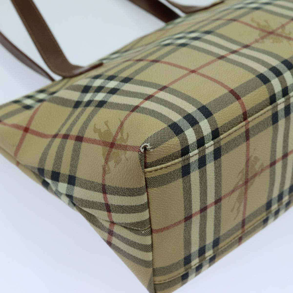 BURBERRY Nova Check Tote Bag PVC Beige Auth 70202