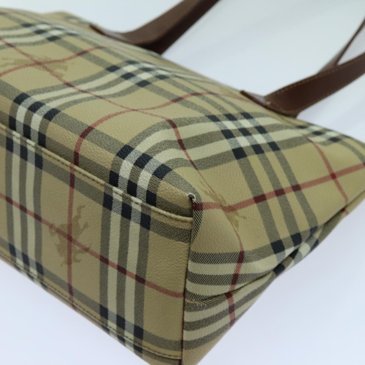 BURBERRY Nova Check Tote Bag PVC Beige Auth 70202