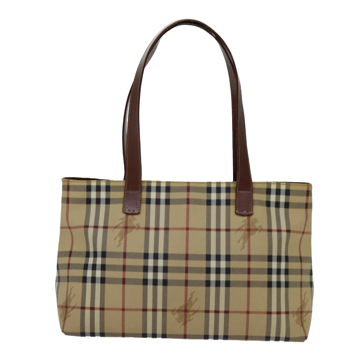 BURBERRY Nova Check Tote Bag PVC Beige Auth 70202