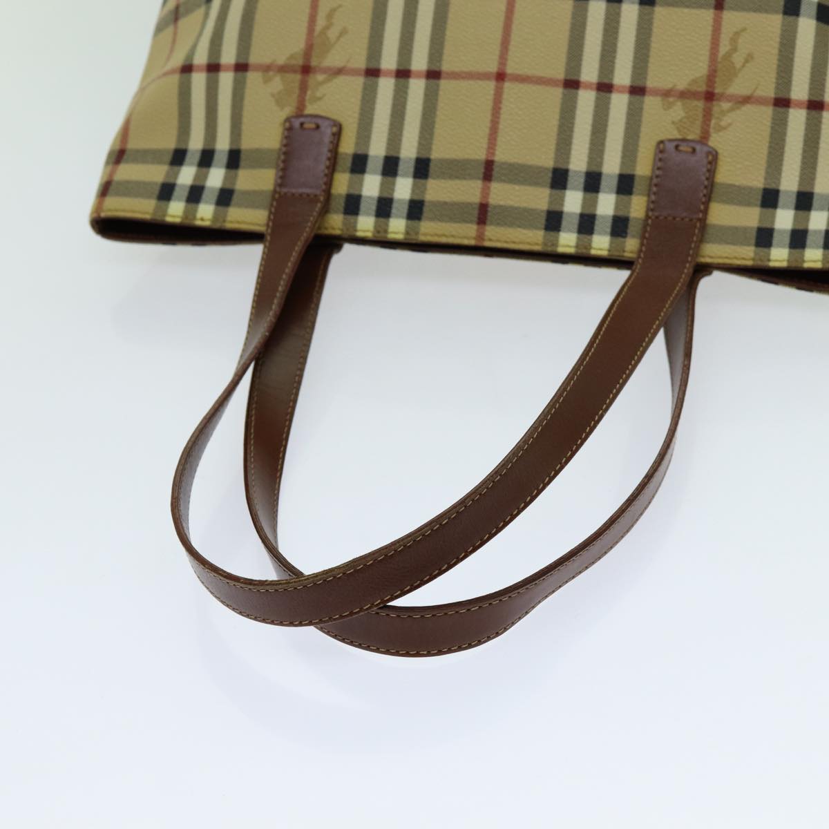 BURBERRY Nova Check Tote Bag PVC Beige Auth 70202