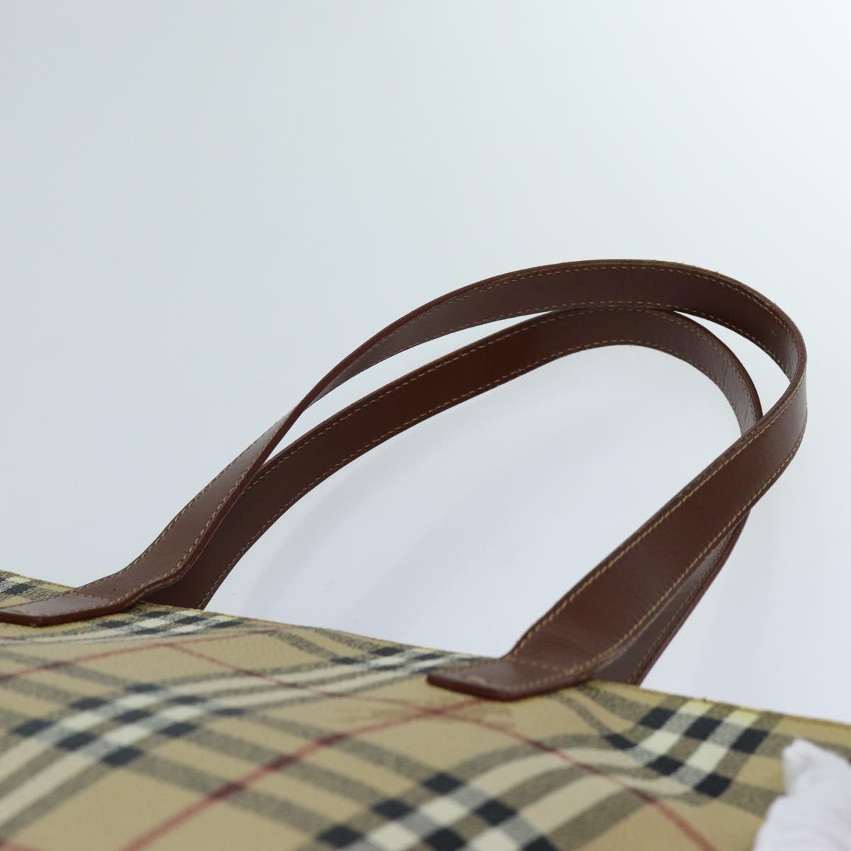 BURBERRY Nova Check Tote Bag PVC Beige Auth 70202