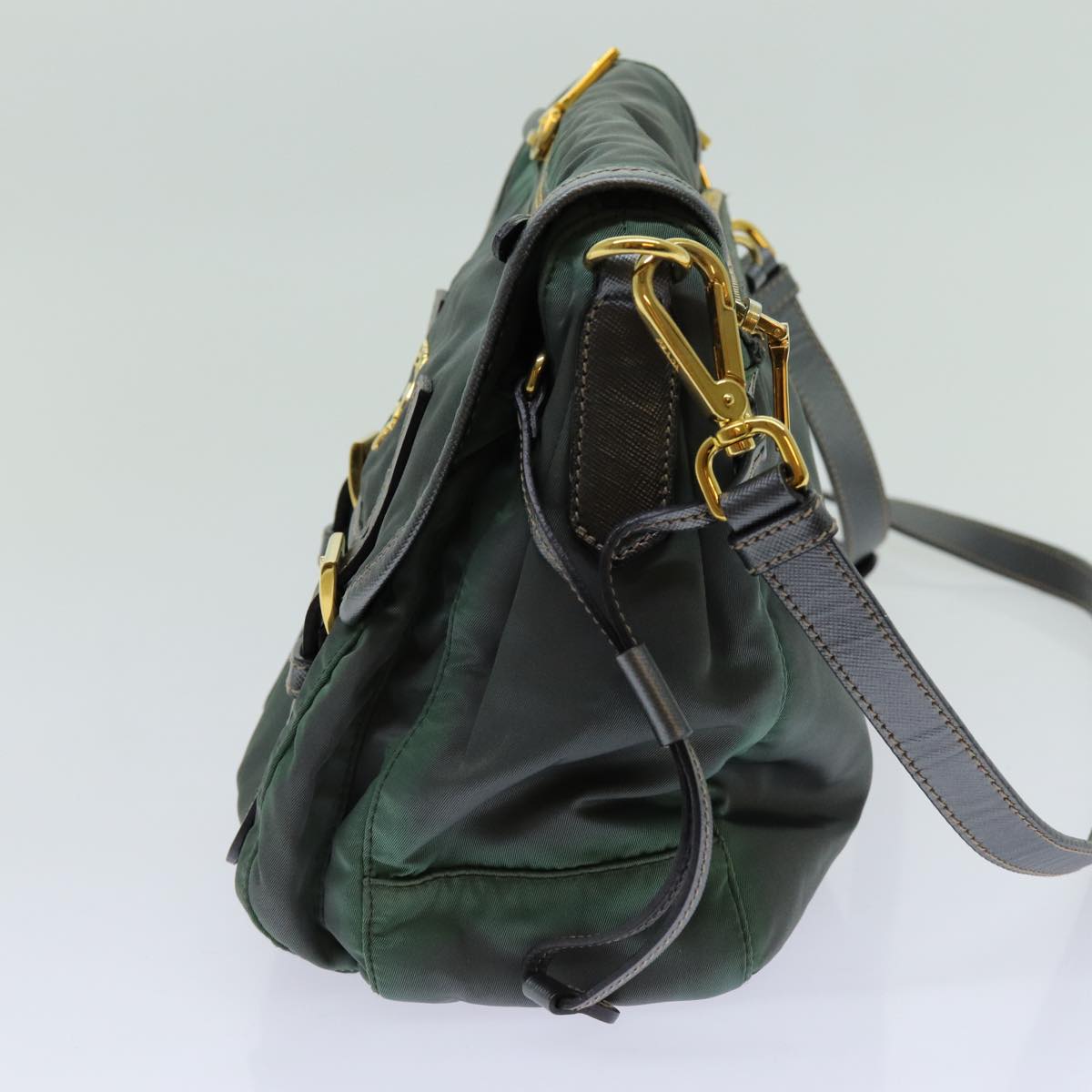 PRADA Shoulder Bag Nylon Khaki Auth 70209