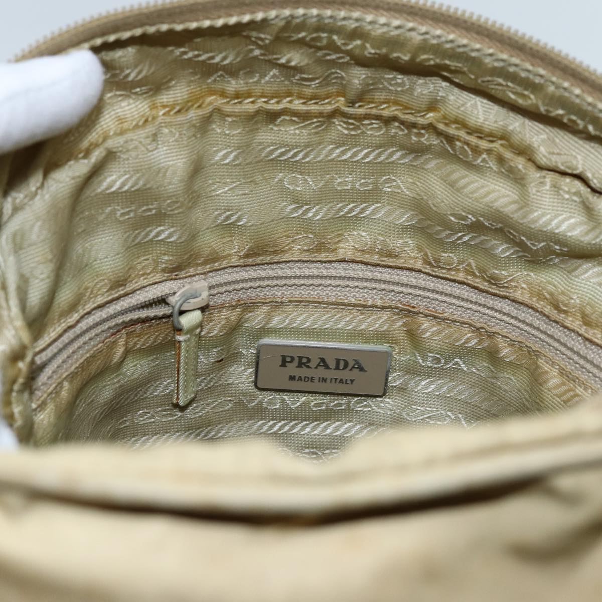 PRADA Shoulder Bag Nylon Beige Auth 70211