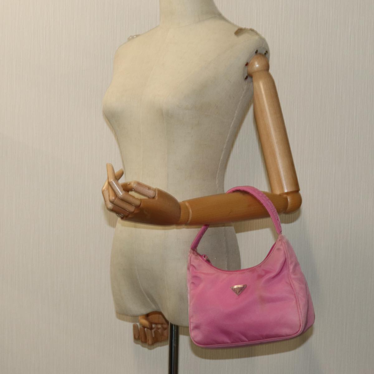 PRADA Hand Bag Nylon Pink Auth 70223