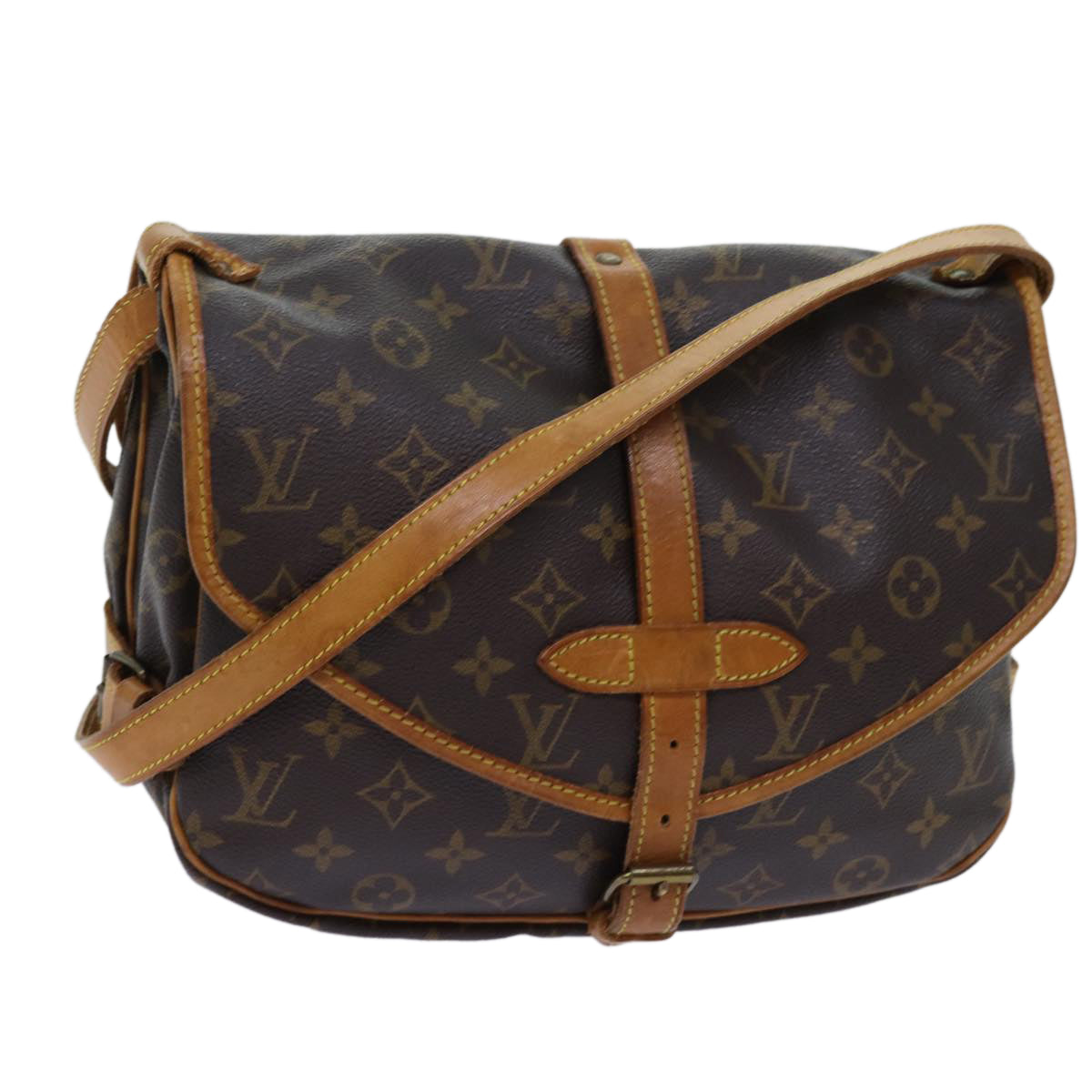 LOUIS VUITTON Monogram Saumur 30 Shoulder Bag M42256 LV Auth 70247