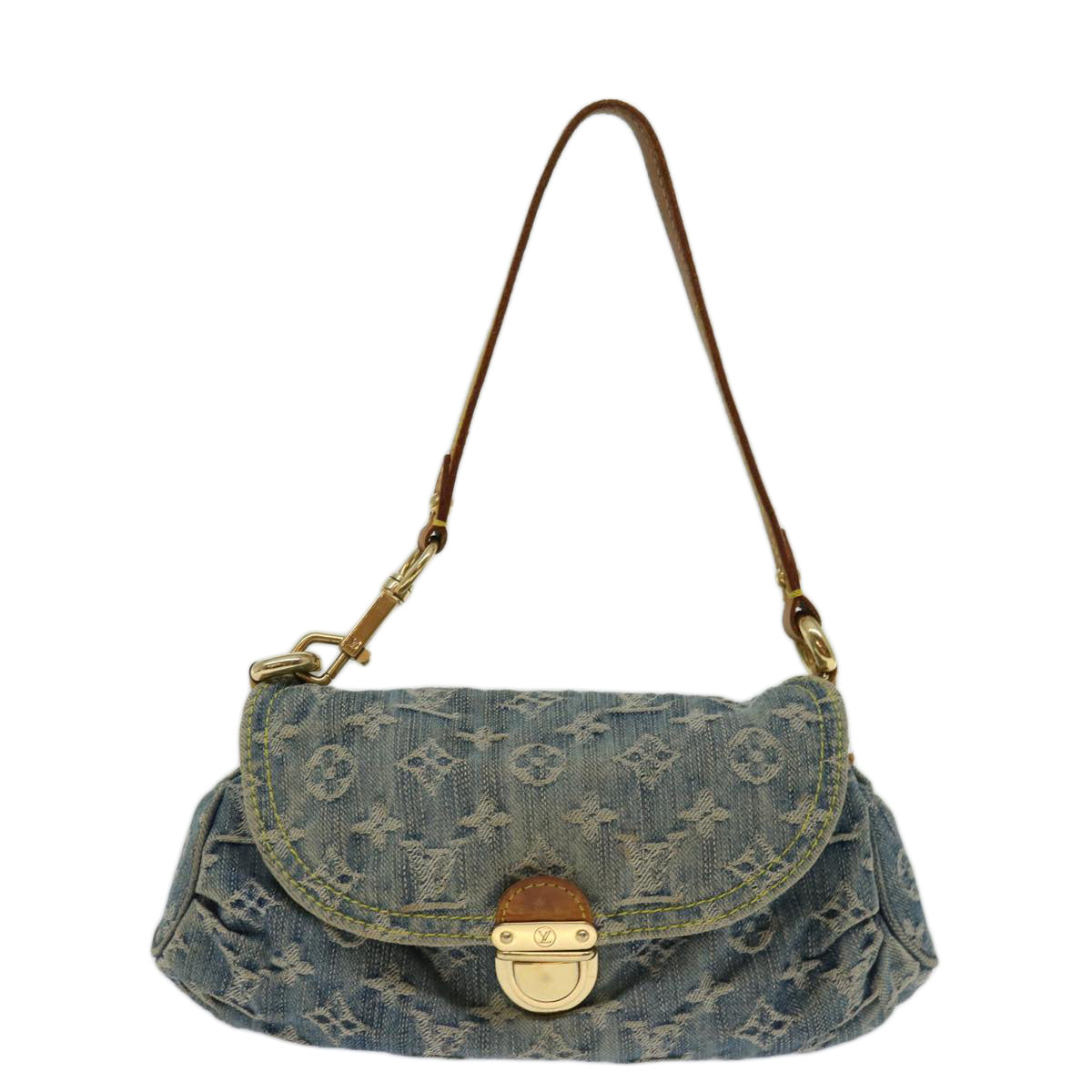 LOUIS VUITTON Monogram Denim Mini Preity Shoulder Bag Blue M95050 LV Auth 70252