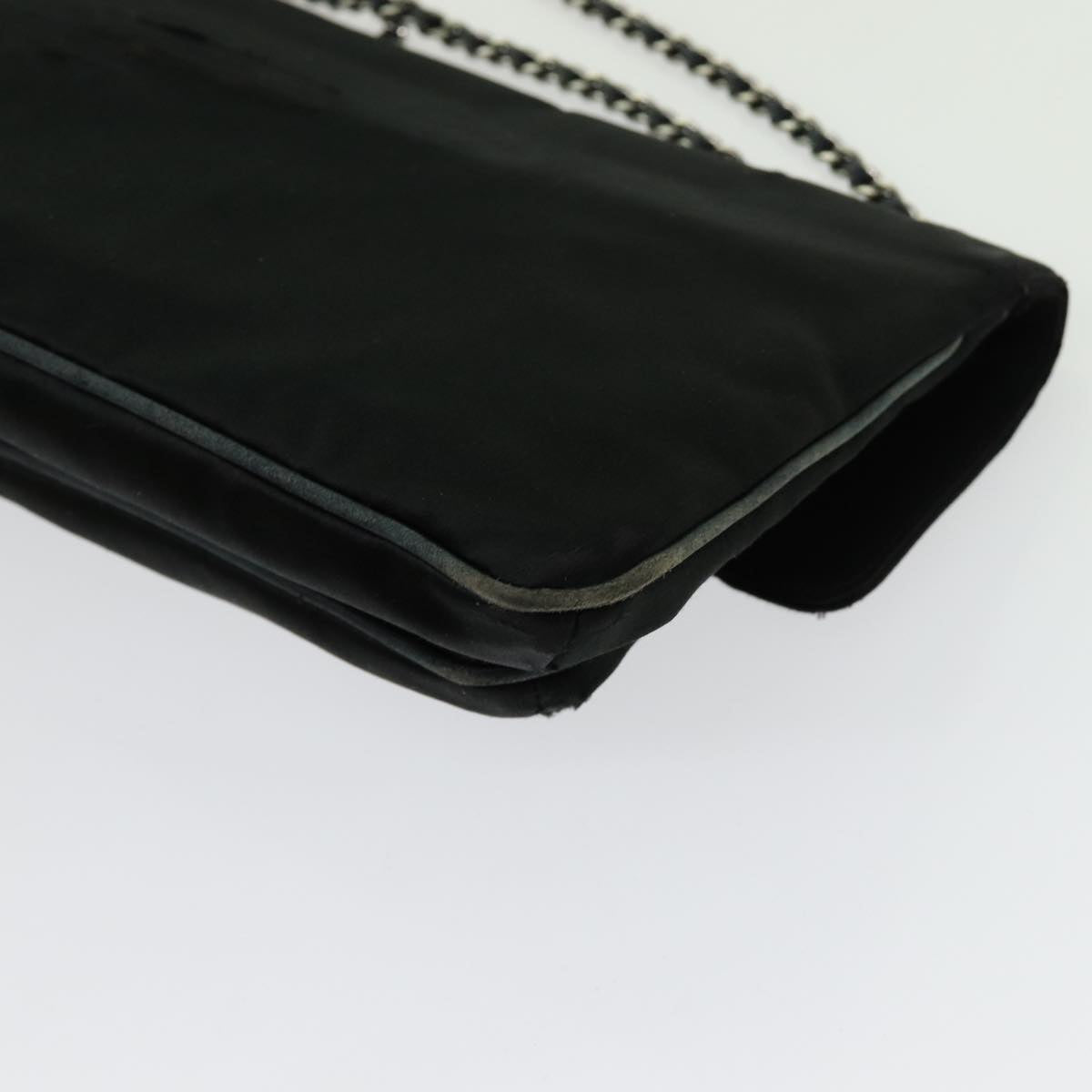 CHANEL Chain Shoulder Bag Satin Black CC Auth 70253