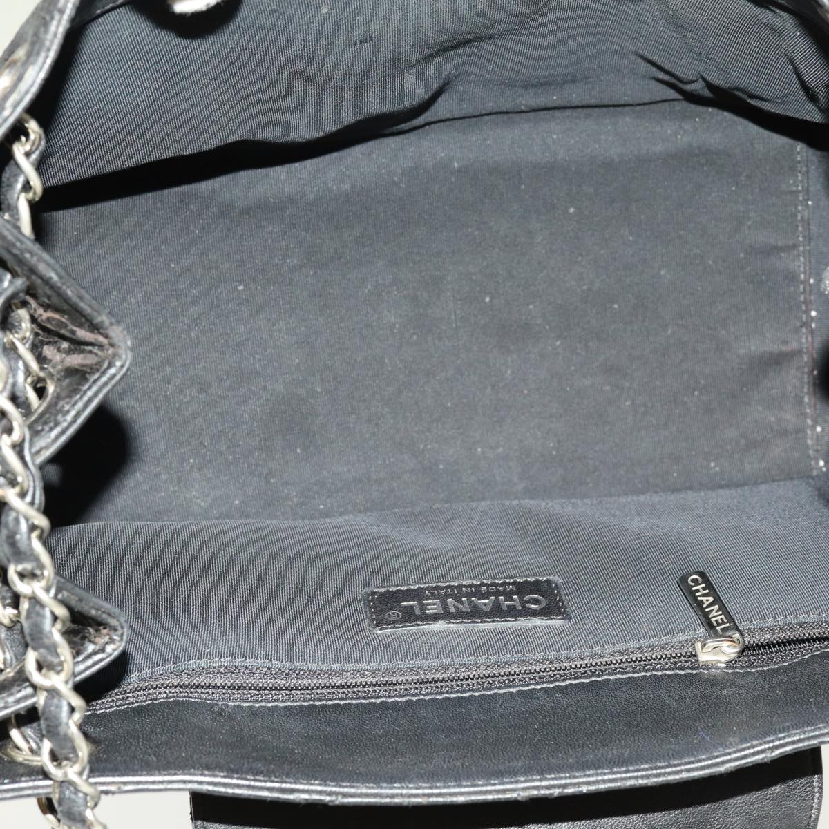 CHANEL Matelasse Chain Shoulder Bag Coated Canvas Black CC Auth 70257
