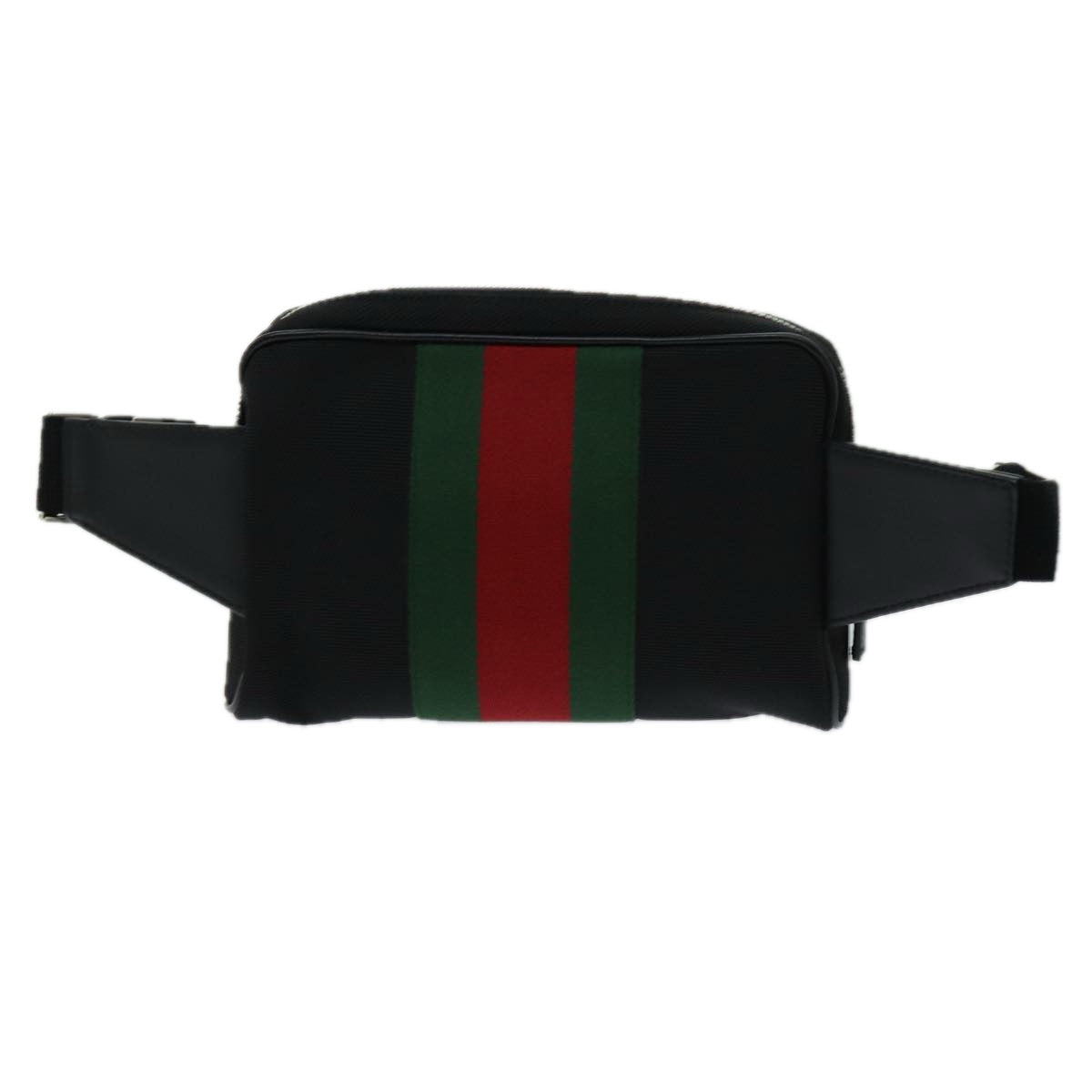 GUCCI Web Sherry Line Waist bag Canvas Outlet Black Red Green 630919 Auth 70293 - 0