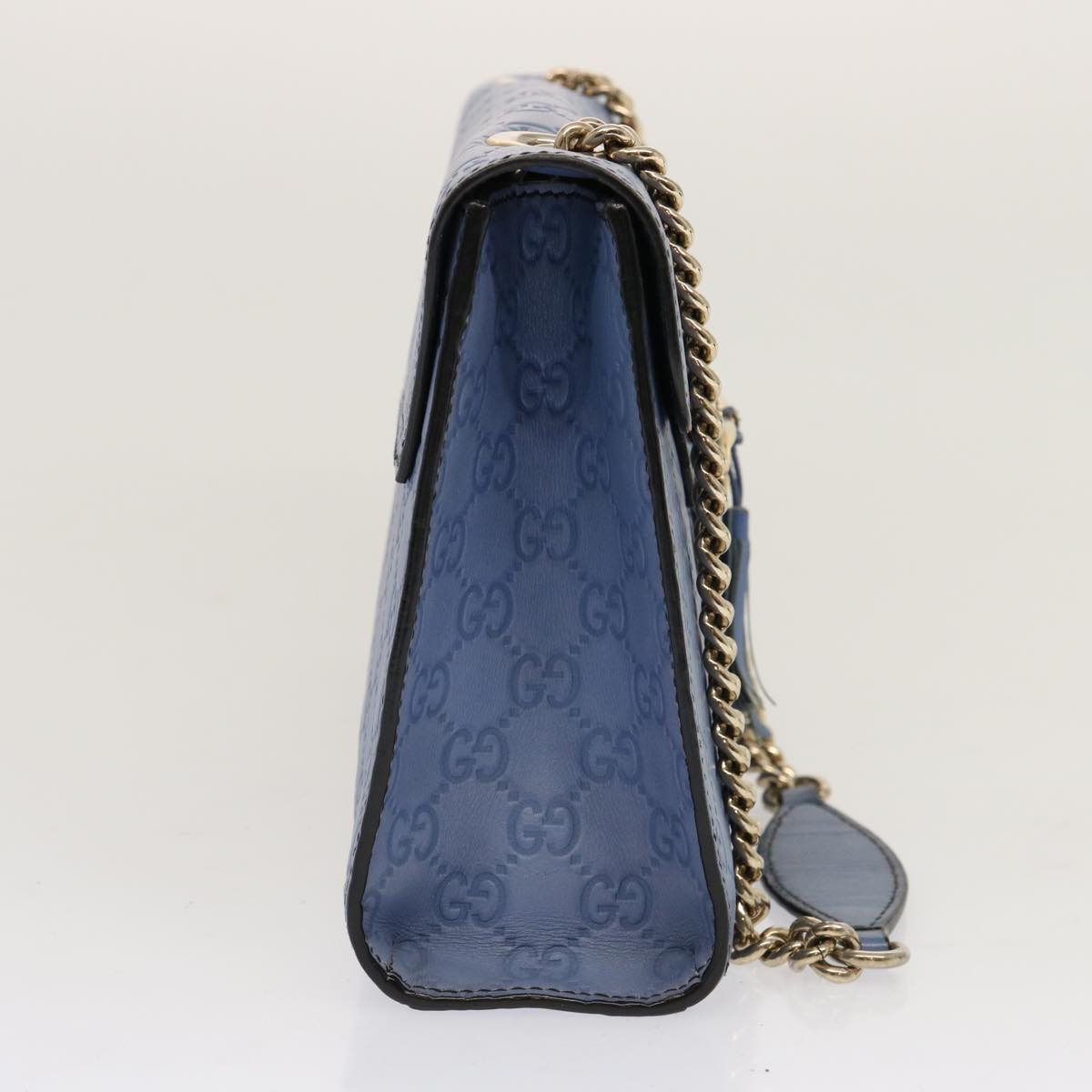 GUCCI GG Canvas Guccissima Chain Shoulder Bag Blue 295402 Auth 70331