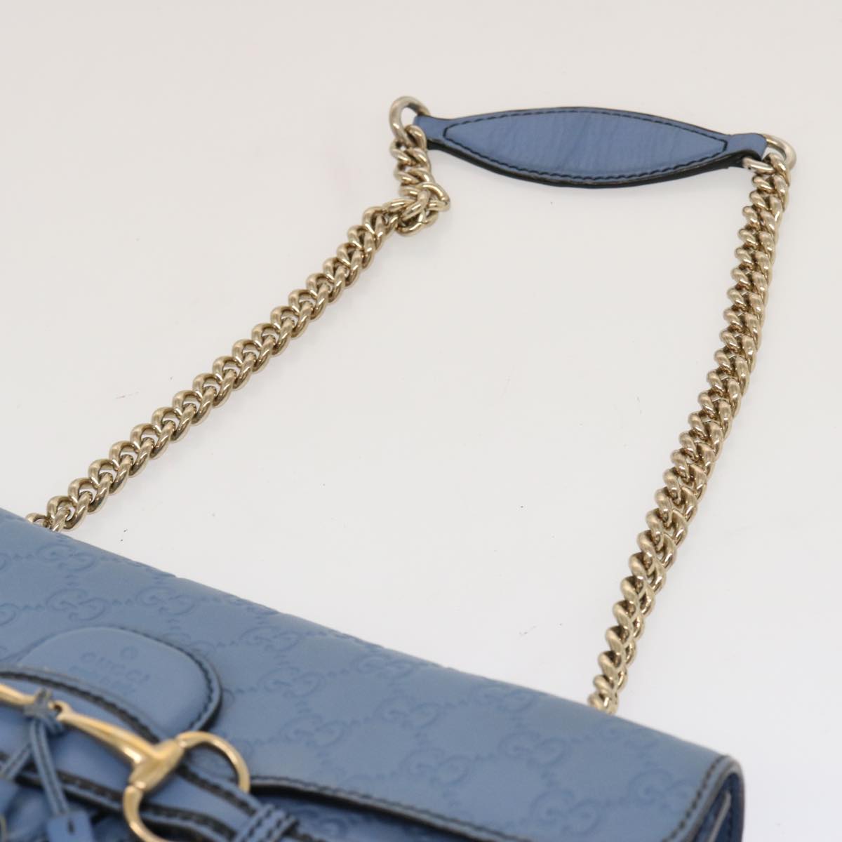 GUCCI GG Canvas Guccissima Chain Shoulder Bag Blue 295402 Auth 70331