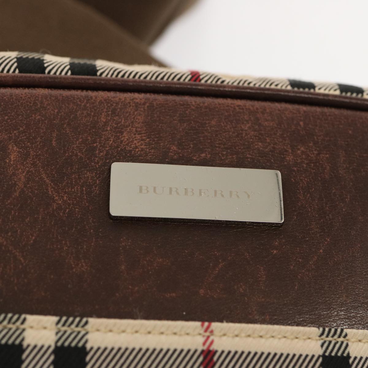 BURBERRY Nova Check Shoulder Bag Nylon Beige Auth 70335