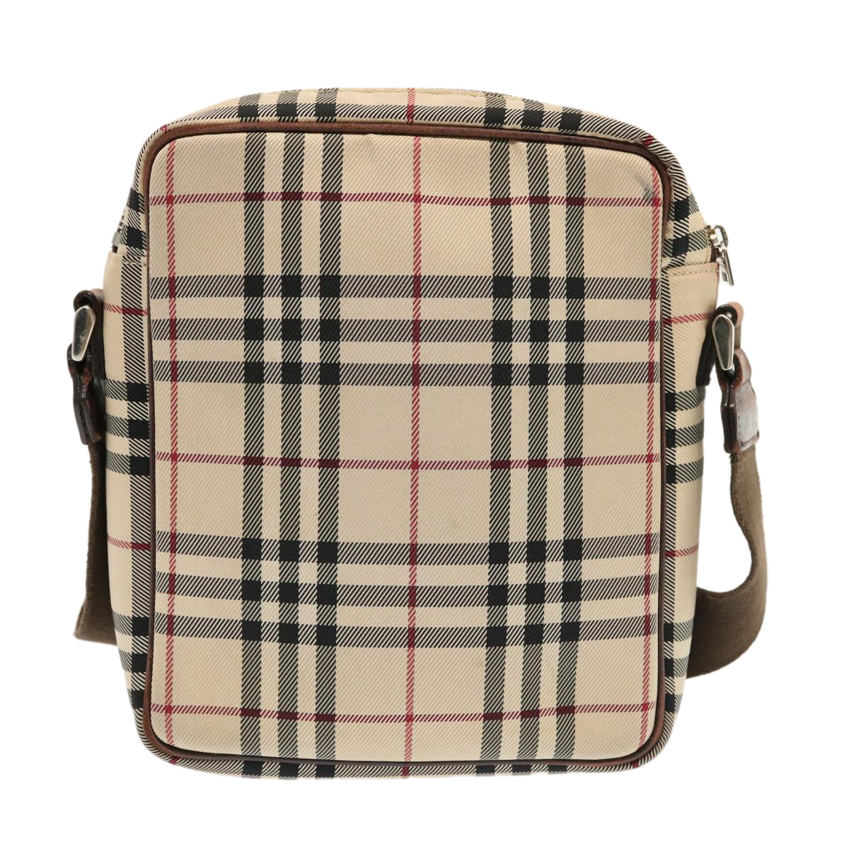 BURBERRY Nova Check Shoulder Bag Nylon Beige Auth 70335