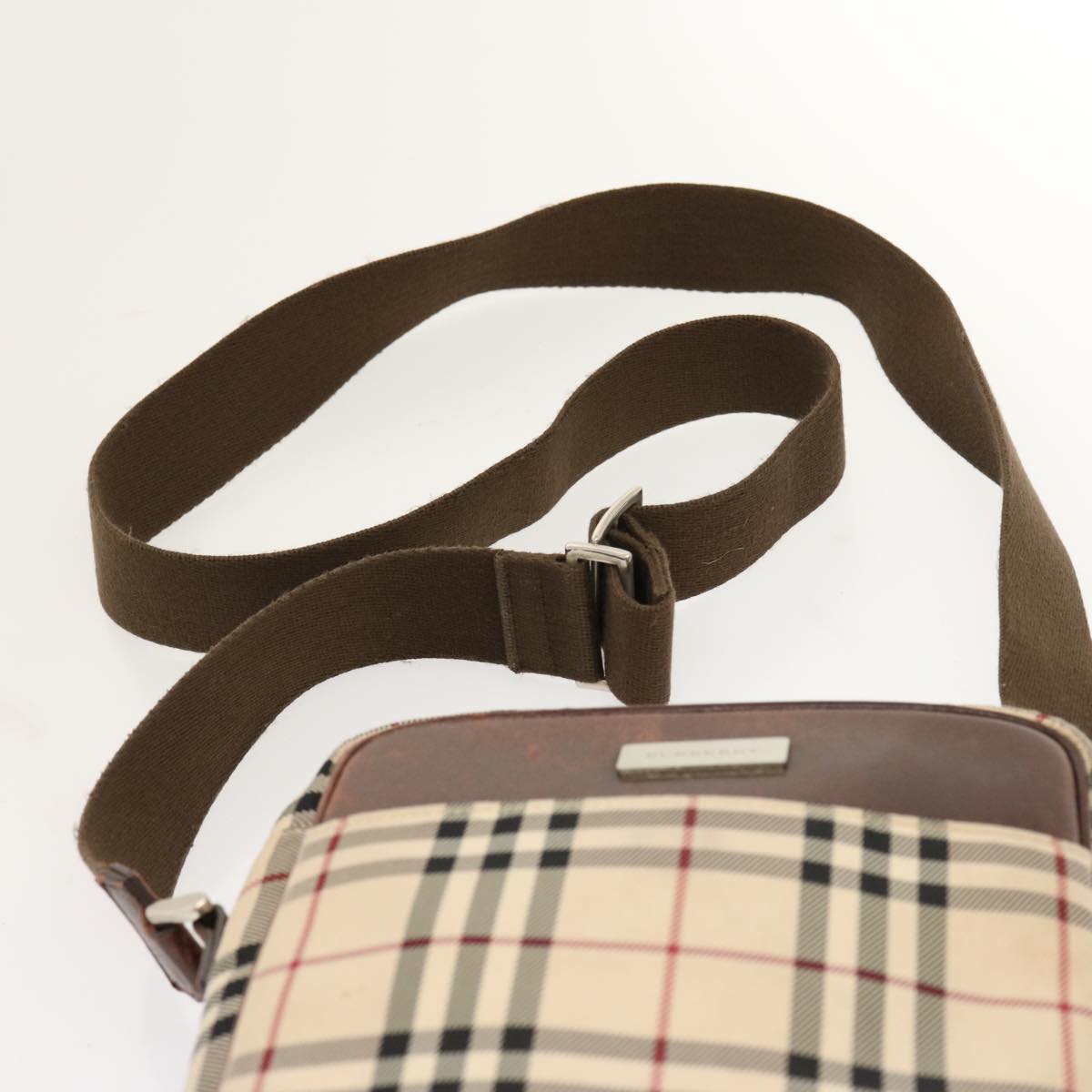 BURBERRY Nova Check Shoulder Bag Nylon Beige Auth 70335