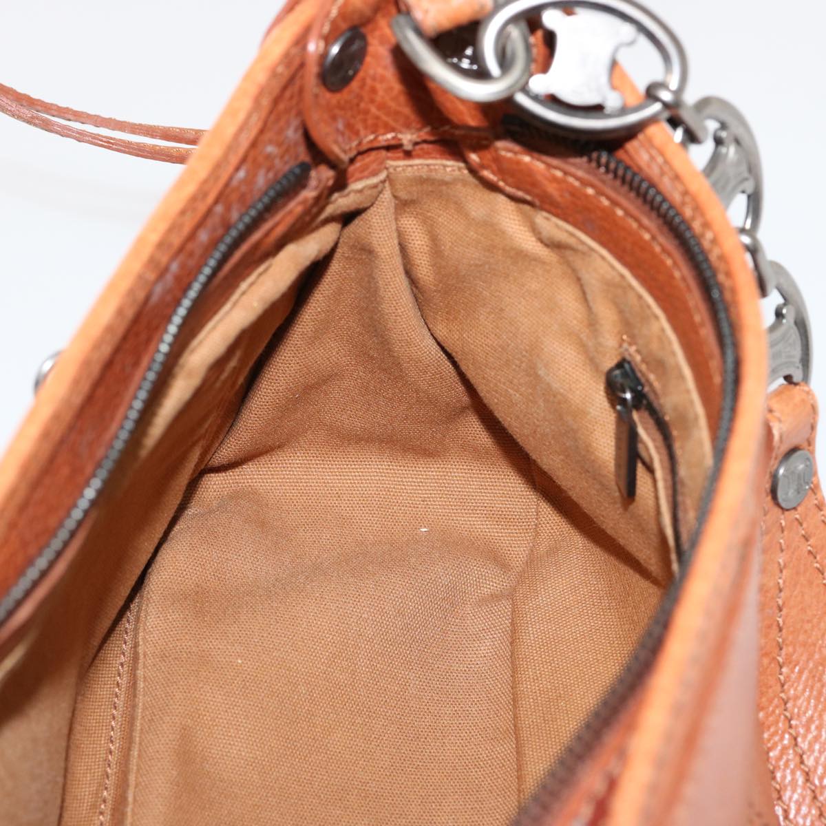CELINE Shoulder Bag Leather Brown Auth 70338