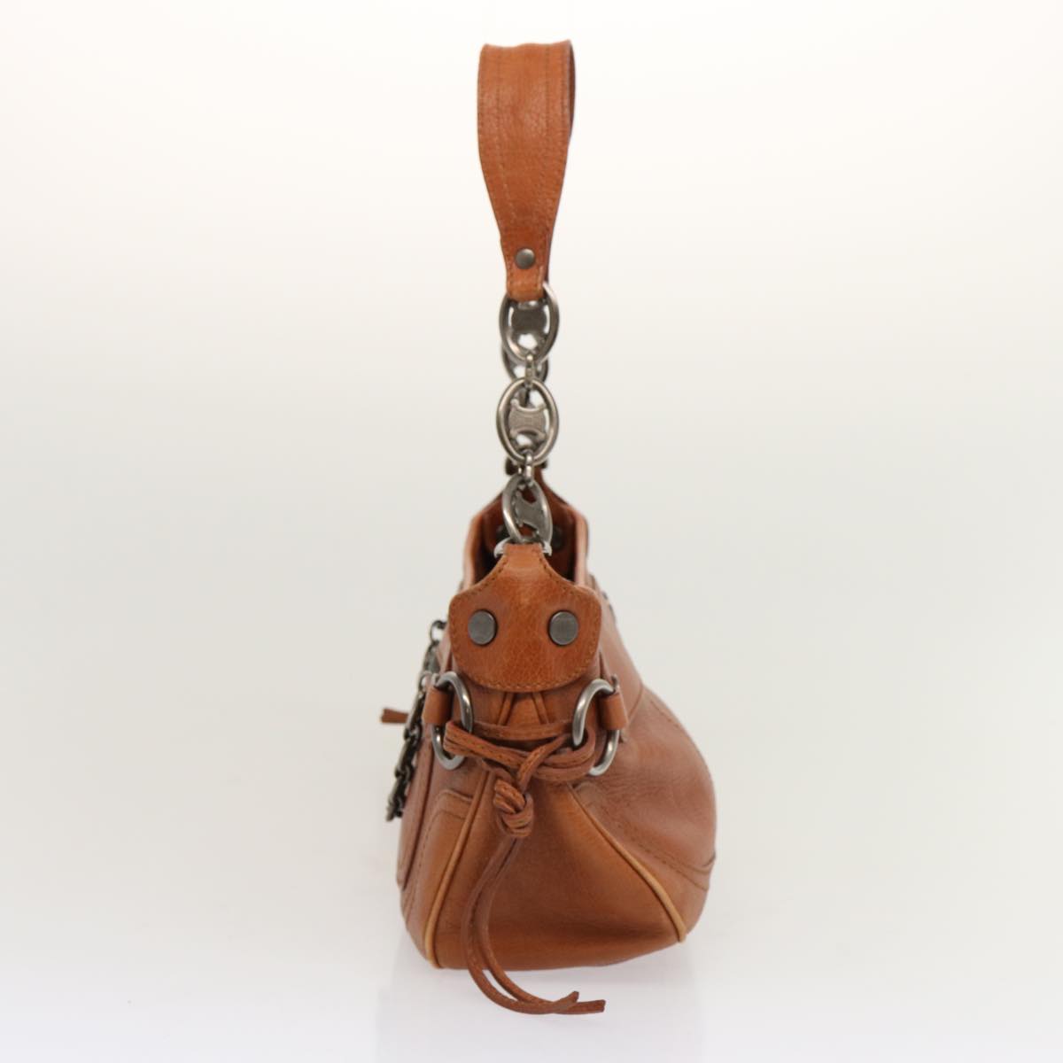 CELINE Shoulder Bag Leather Brown Auth 70338