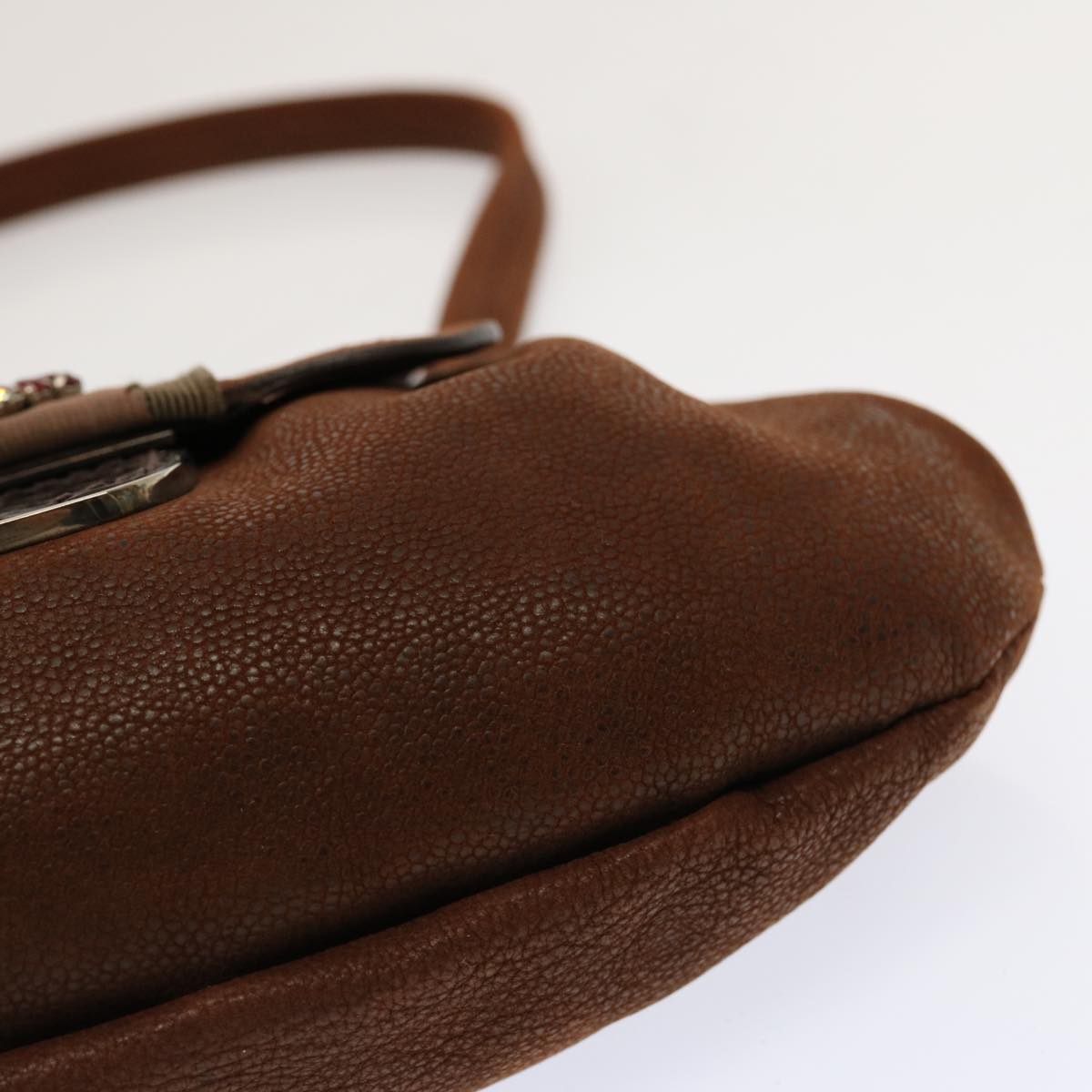 PRADA Shoulder Bag Leather Brown Auth 70339