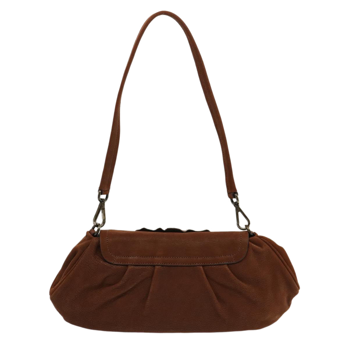 PRADA Shoulder Bag Leather Brown Auth 70339