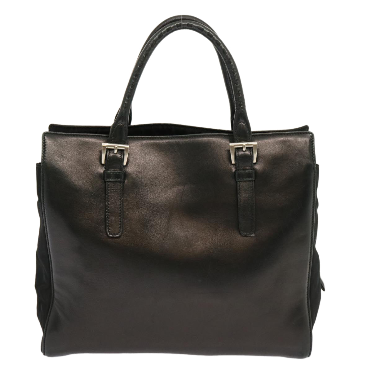 PRADA Hand Bag Leather Black Auth 70340 - 0