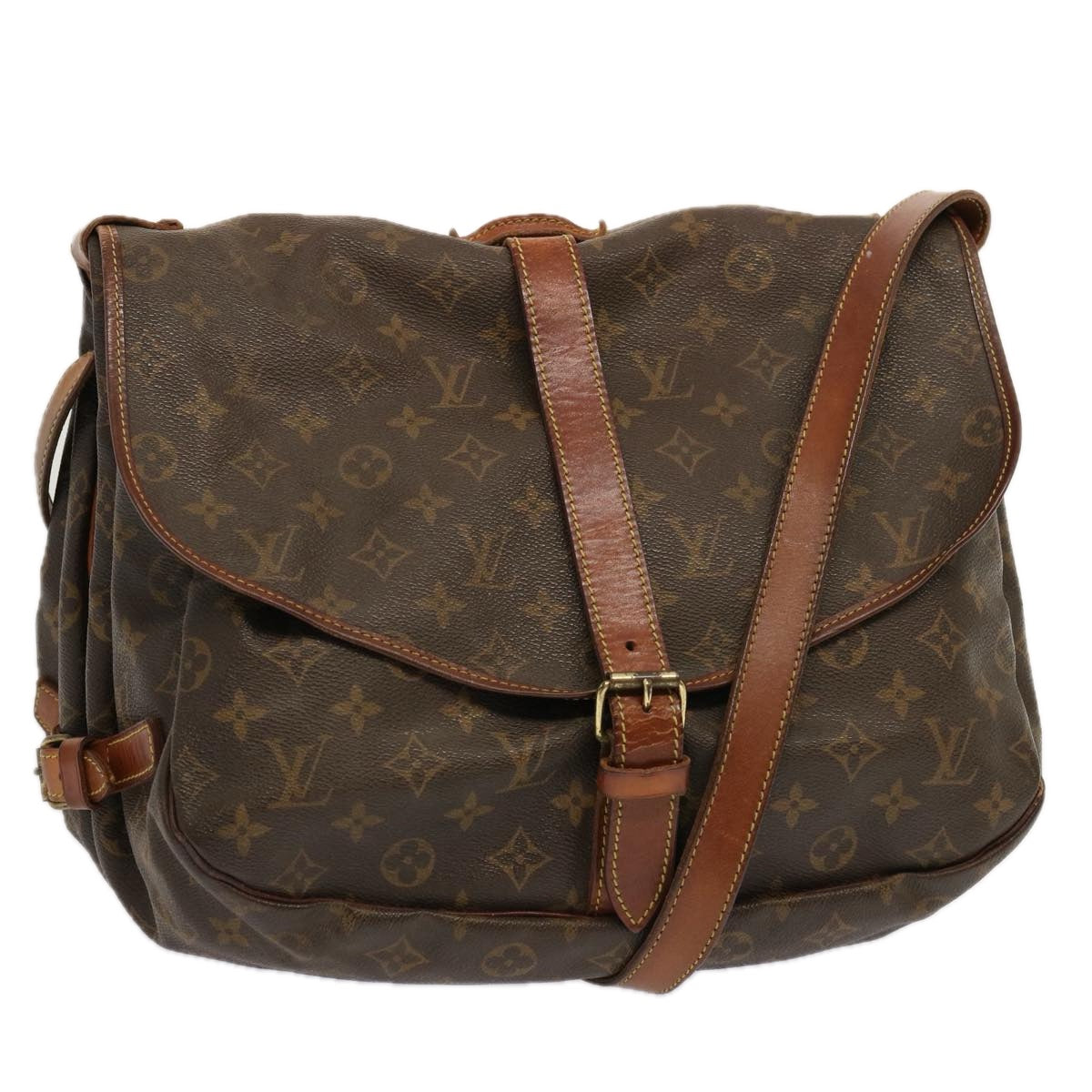 LOUIS VUITTON Monogram Saumur 35 Shoulder Bag M42254 LV Auth 70341