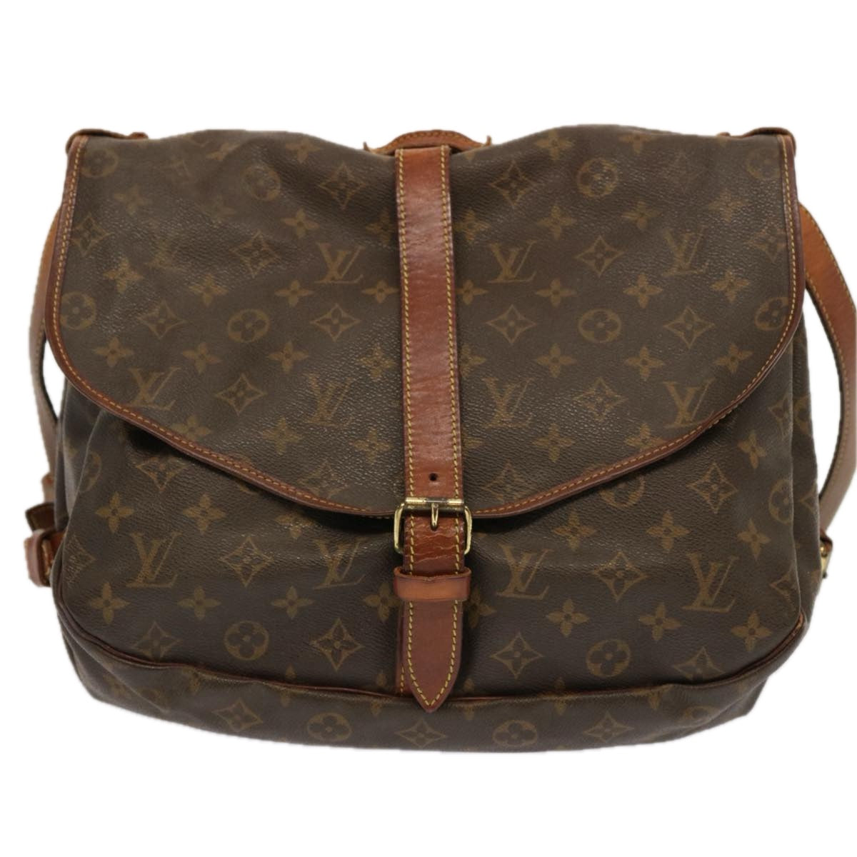 LOUIS VUITTON Monogram Saumur 35 Shoulder Bag M42254 LV Auth 70341