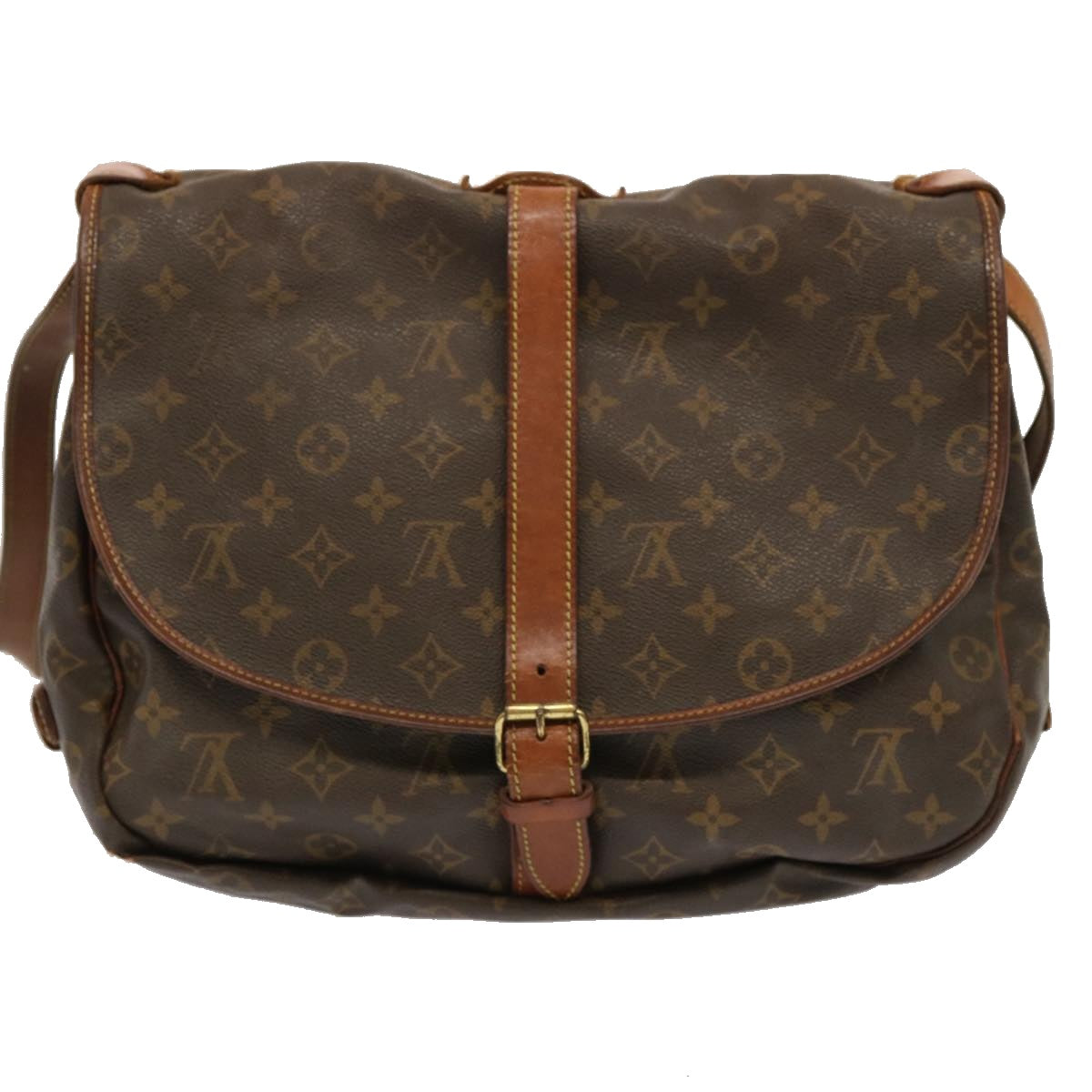 LOUIS VUITTON Monogram Saumur 35 Shoulder Bag M42254 LV Auth 70341