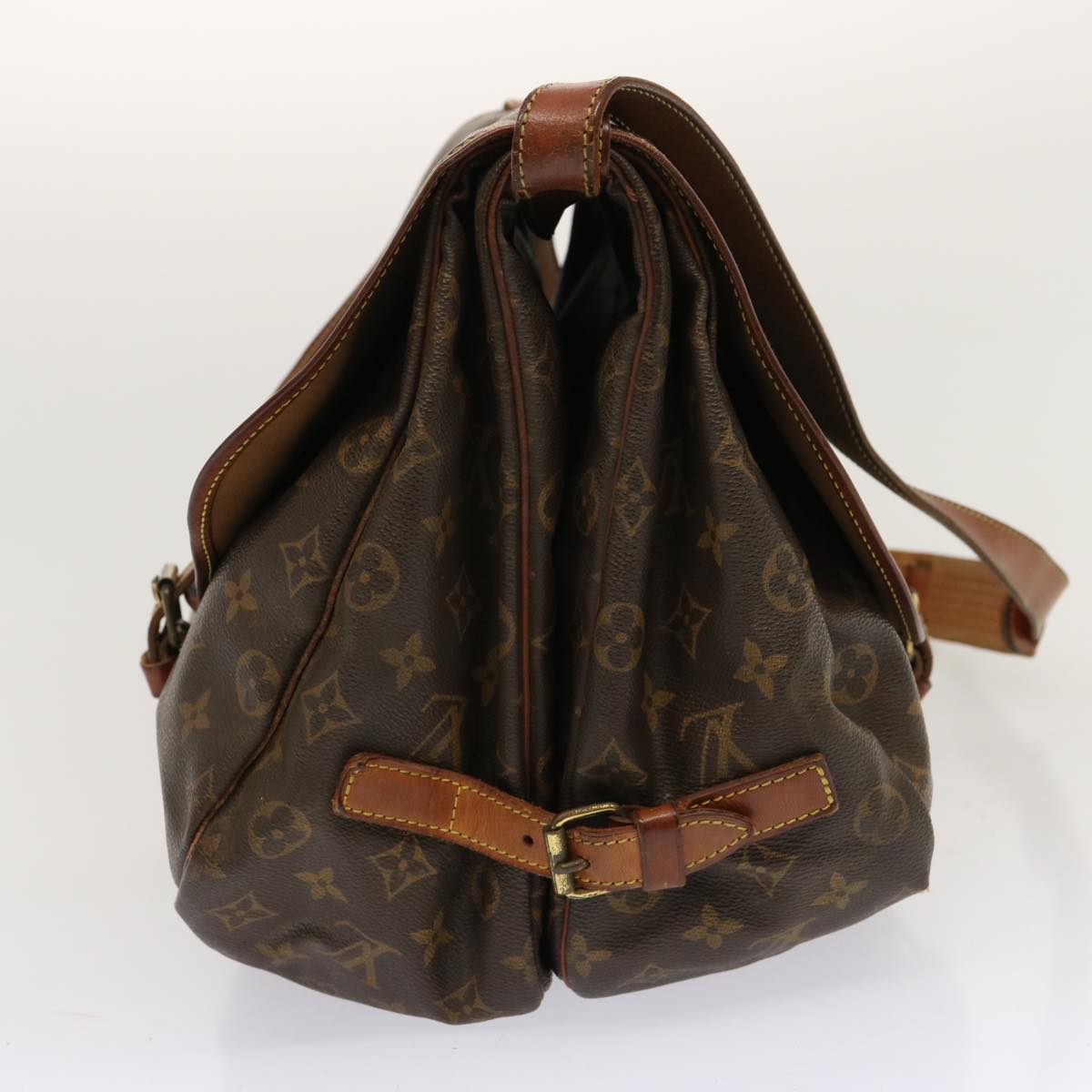 LOUIS VUITTON Monogram Saumur 35 Shoulder Bag M42254 LV Auth 70341