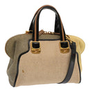 FENDI Hand Bag Canvas 2way Beige Auth 70343-1