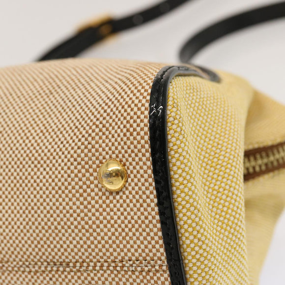 FENDI Hand Bag Canvas 2way Beige Auth 70343