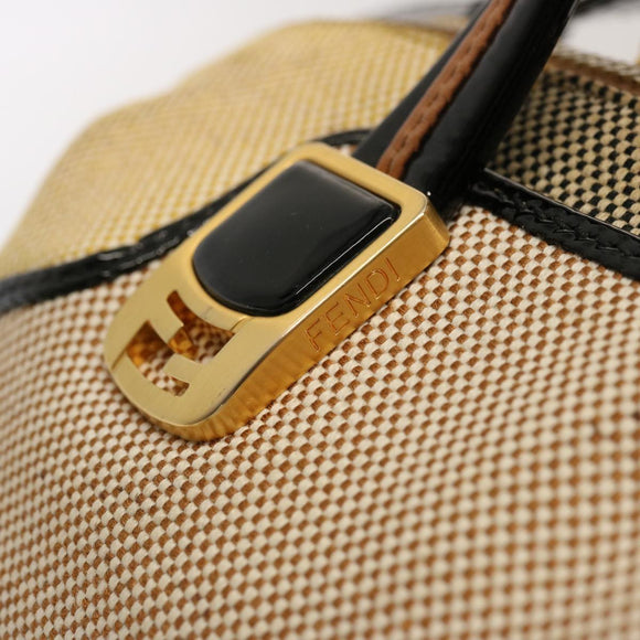 FENDI Hand Bag Canvas 2way Beige Auth 70343