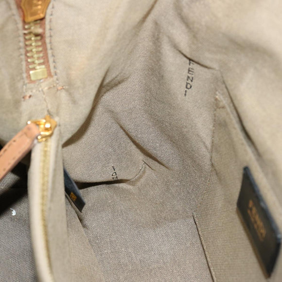FENDI Hand Bag Canvas 2way Beige Auth 70343