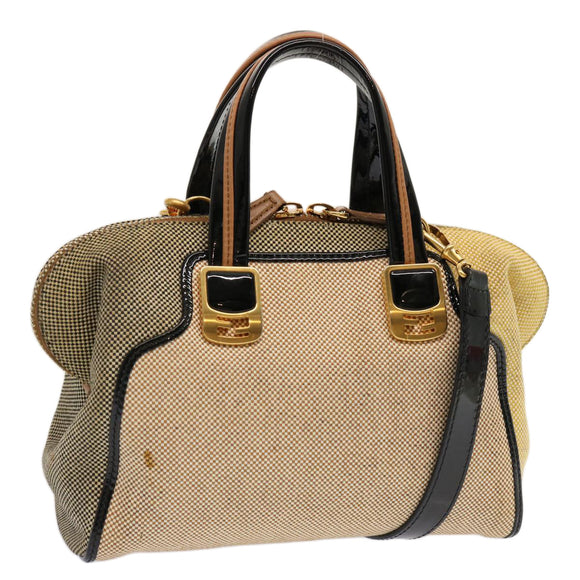 FENDI Handtasche Canvas 2-Wege Beige Auth 70343
