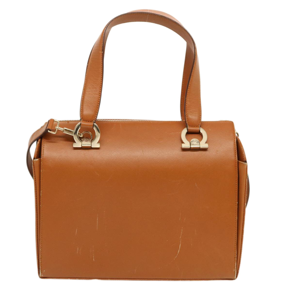 Salvatore Ferragamo Hand Bag Leather 2way Brown Auth 70346