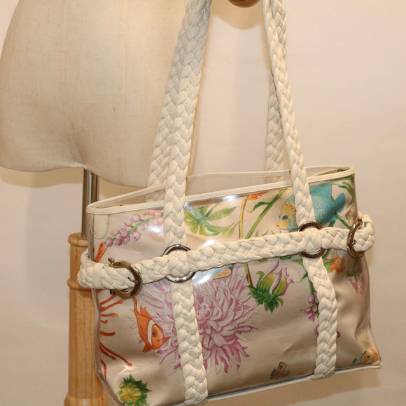 Salvatore Ferragamo Tote Bag Vinyl Beige 293578 Auth 70358