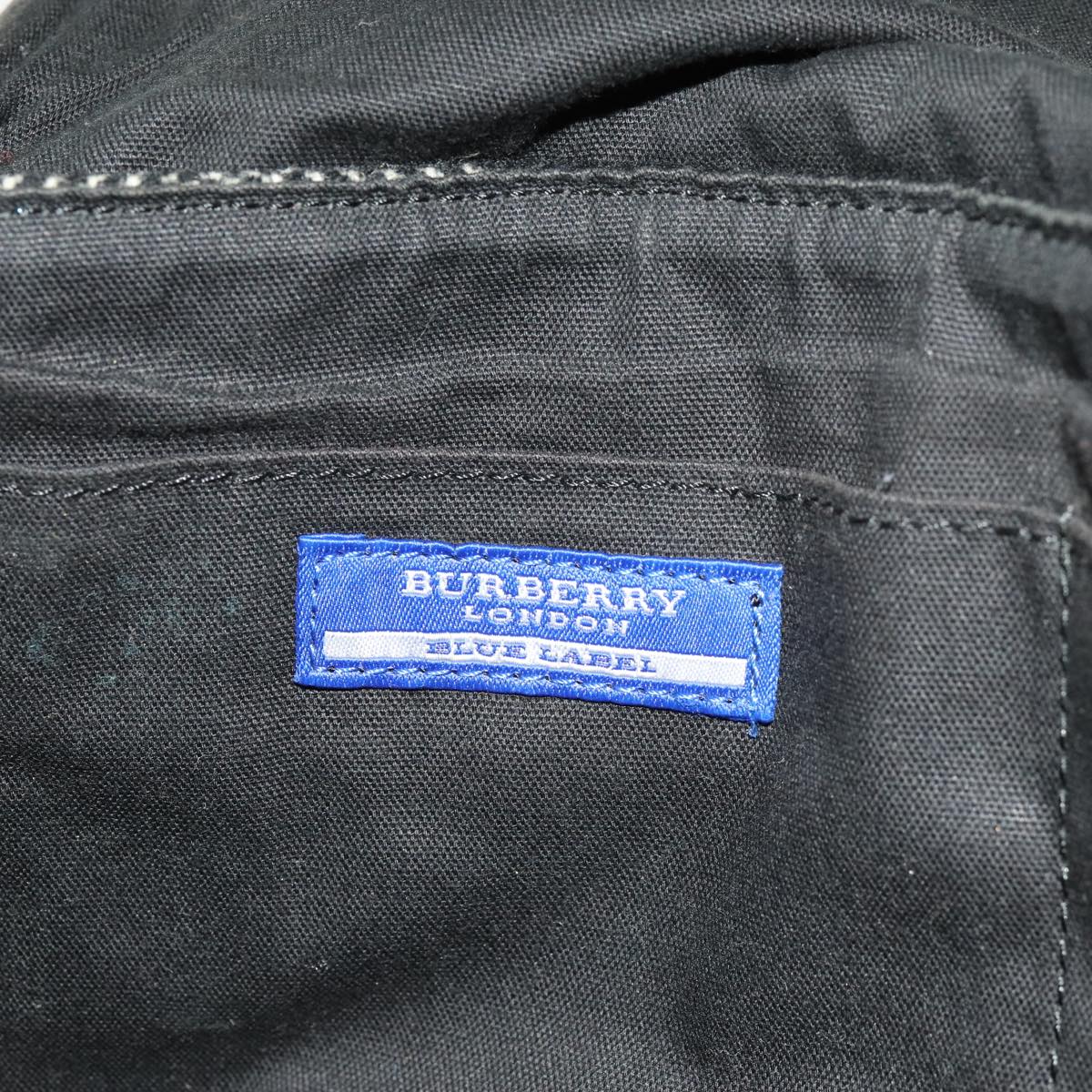 BURBERRY Nova Check Blue Label Shoulder Bag Wool White Black Auth 70359