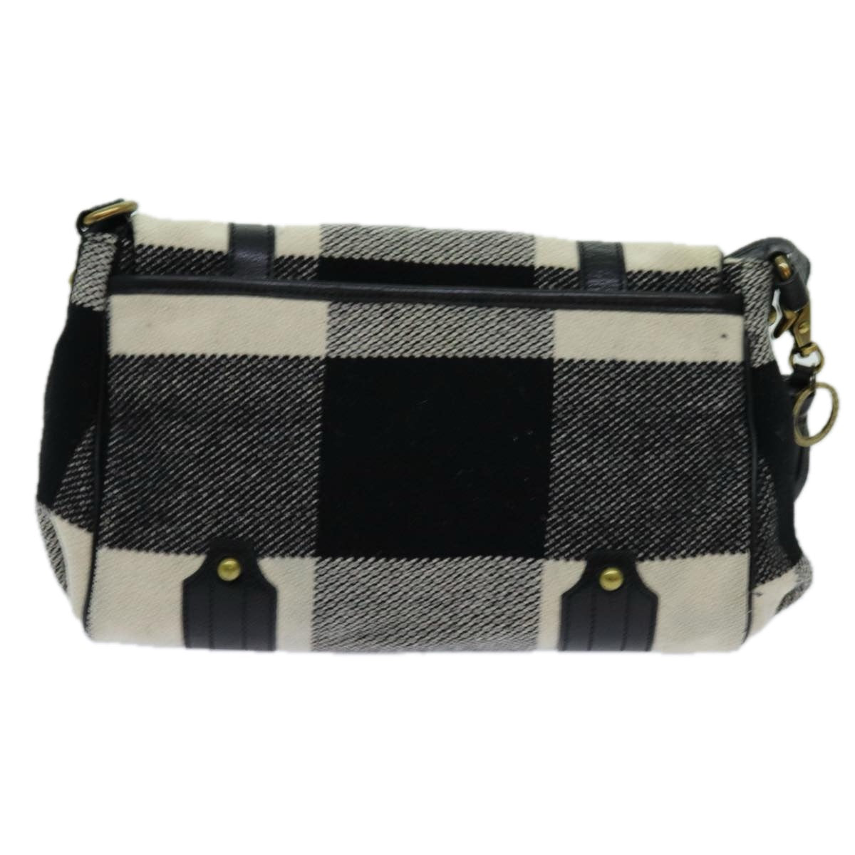 BURBERRY Nova Check Blue Label Shoulder Bag Wool White Black Auth 70359