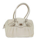 Salvatore Ferragamo Gancini Shoulder Bag Leather White Auth 70361-1
