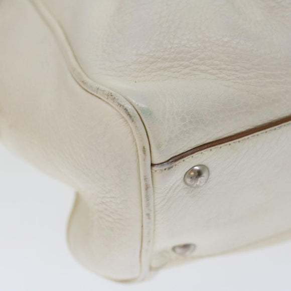 Salvatore Ferragamo Gancini Shoulder Bag Leather White Auth 70361