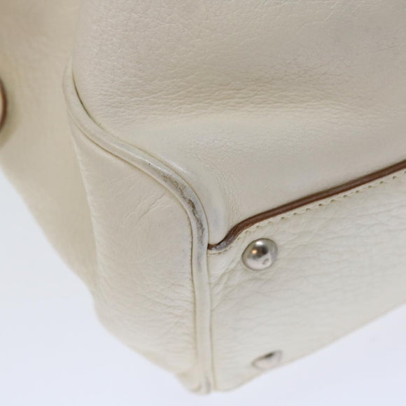 Salvatore Ferragamo Gancini Shoulder Bag Leather White Auth 70361