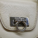 Salvatore Ferragamo Gancini Shoulder Bag Leather White Auth 70361-10