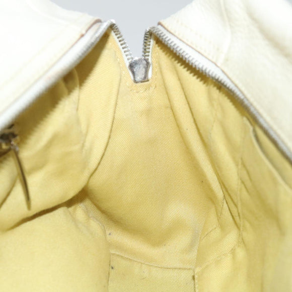 Salvatore Ferragamo Gancini Shoulder Bag Leather White Auth 70361