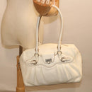Salvatore Ferragamo Gancini Shoulder Bag Leather White Auth 70361-24