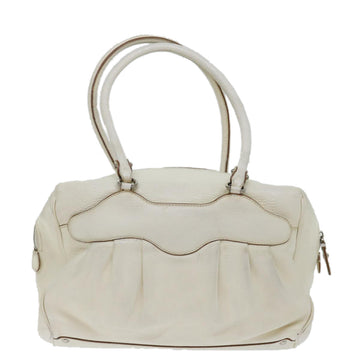 Salvatore Ferragamo Gancini Shoulder Bag Leather White Auth 70361 - 0
