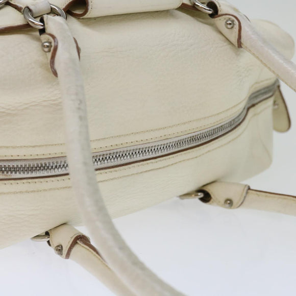 Salvatore Ferragamo Gancini Shoulder Bag Leather White Auth 70361